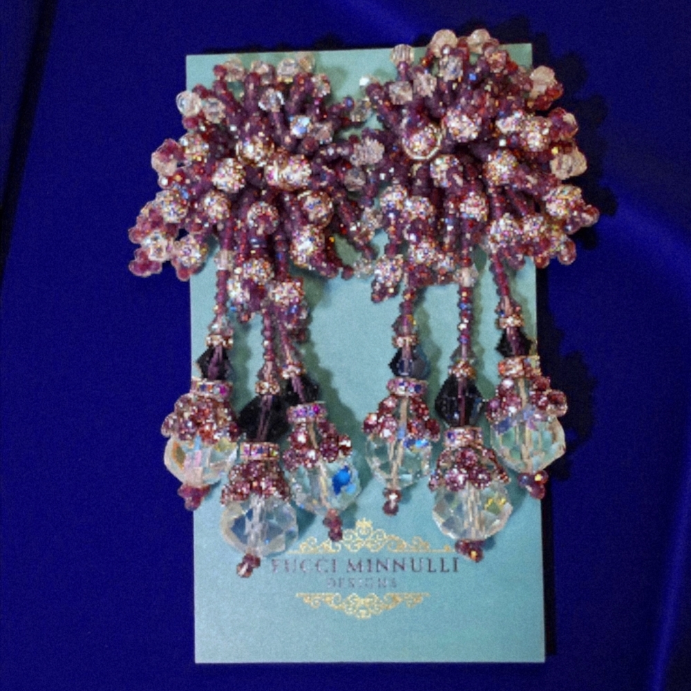 SALE!! Dazzling Lavender Drop Crystal and Rhinestone Earring NWT